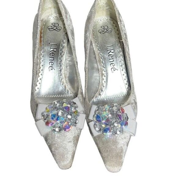 J Renee Alexis Jeweled Velvet Pumps Wedding Shoes Size 5 - Picture 1 of 6